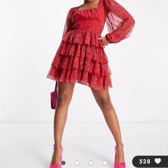 NWOT ASOS Miss Selfridge Rara Chiffon Mini Dress - Picture 5 of 9